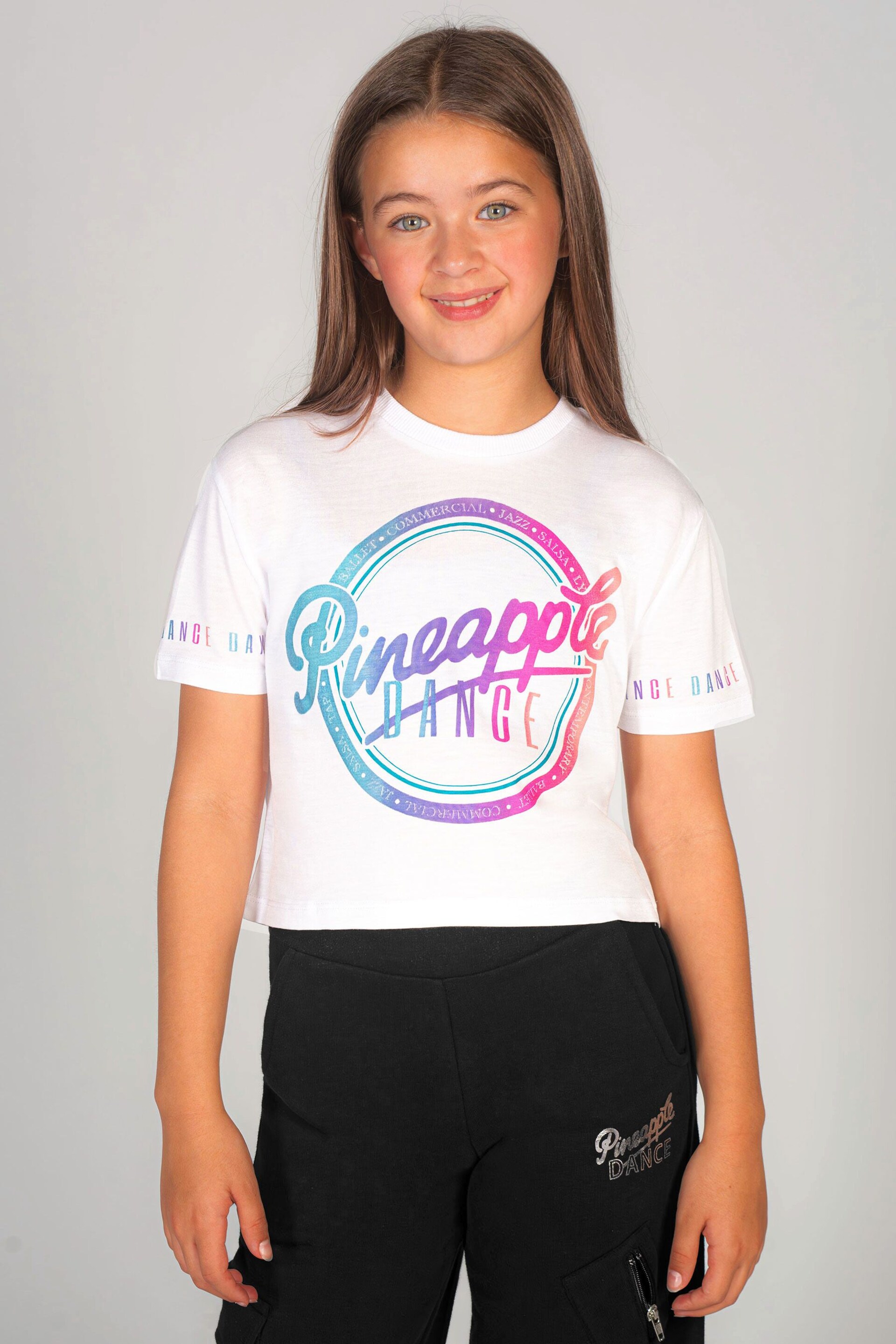 Pineapple White Logo Girls Crop T-Shirt - Image 1 of 5