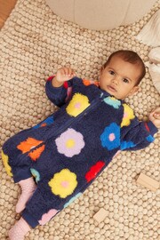 Navy Fleece Baby Sleepsuit - Image 1 of 7