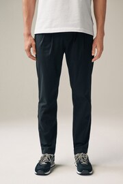 Black Twin Pleat Stretch Chinos Trousers - Image 1 of 10