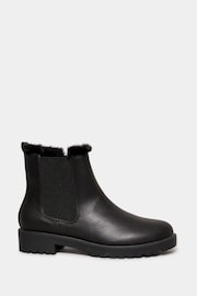 Yours Curve Black Wide Fit Chelsea Faux Fur Lined Boots - Image 1 of 5