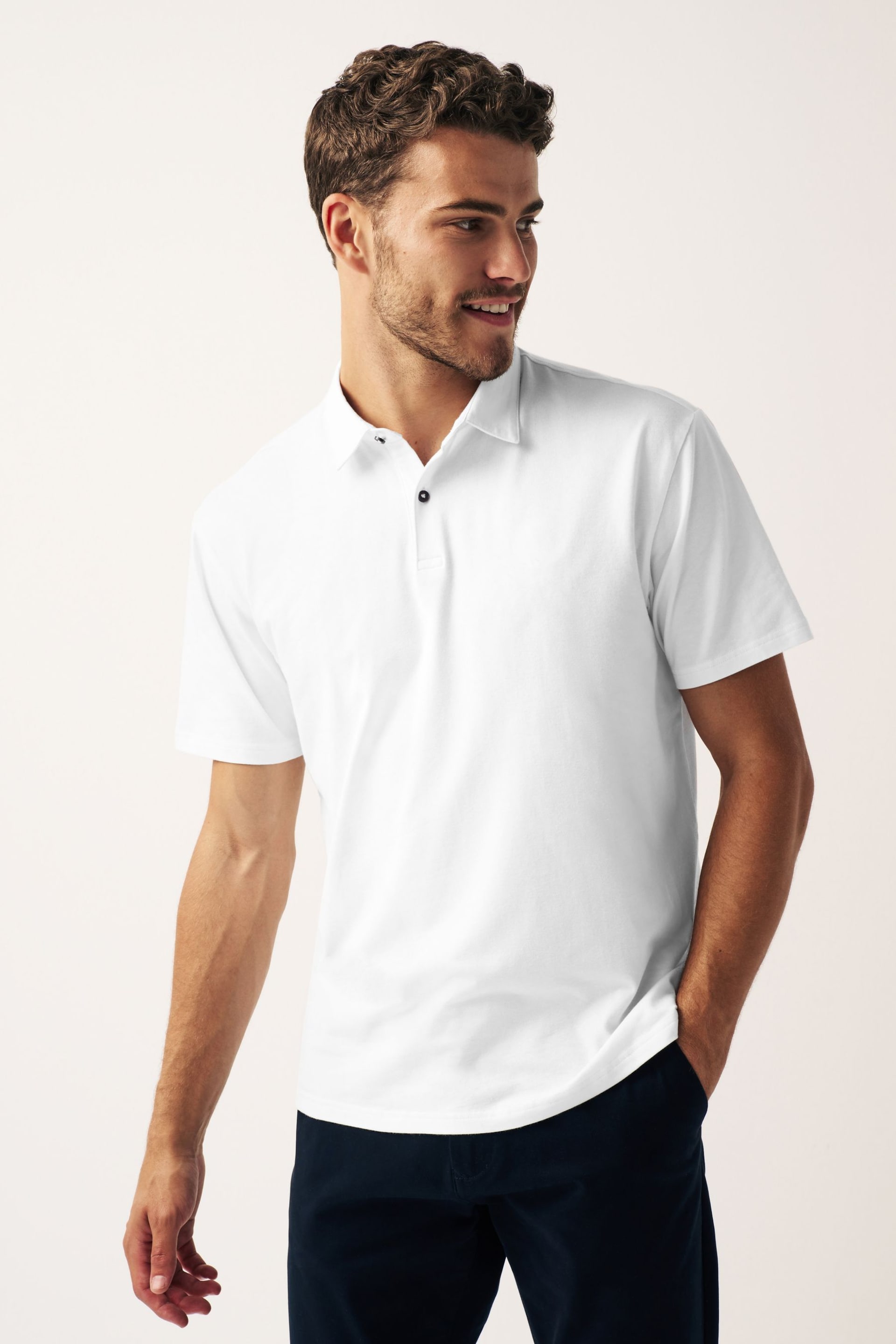 White Short Sleeve Polo Shirt - Image 1 of 6