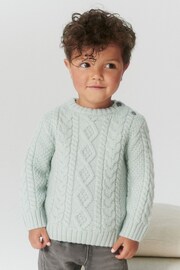 Mineral Green Cable Crew Jumper (3mths-7yrs) - Image 1 of 6