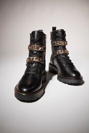 Dune London Black Plazas DD Chain Chunky Boots - Image 1 of 5