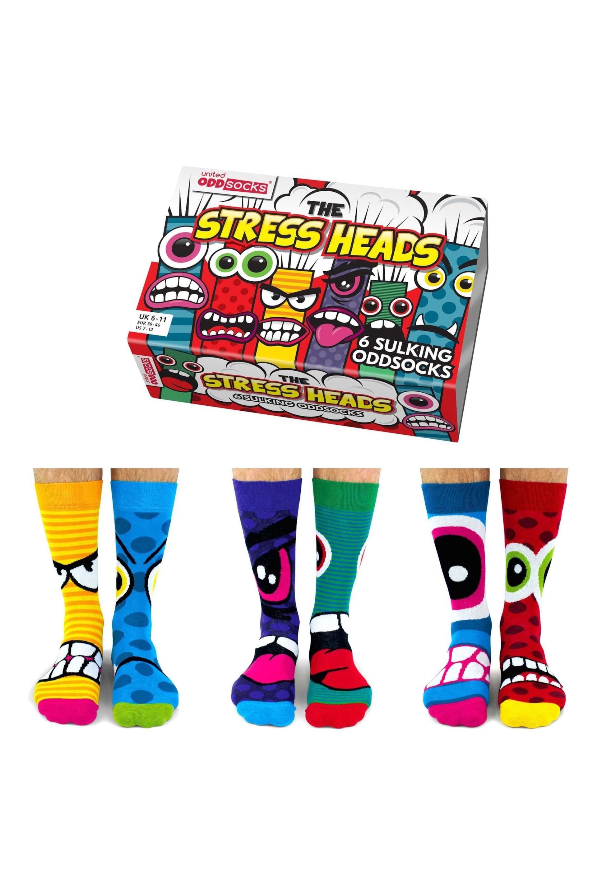 United Odd Socks Multi Stress Heads Stress Heads Socks - Image 1 of 4