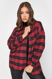 Yours Curve Red Brushed Oversized Boyfriend Shirt - Image 1 of 1