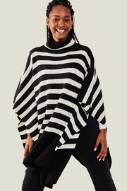 Accessorize Black Stripe Roll Neck Poncho - Image 1 of 4