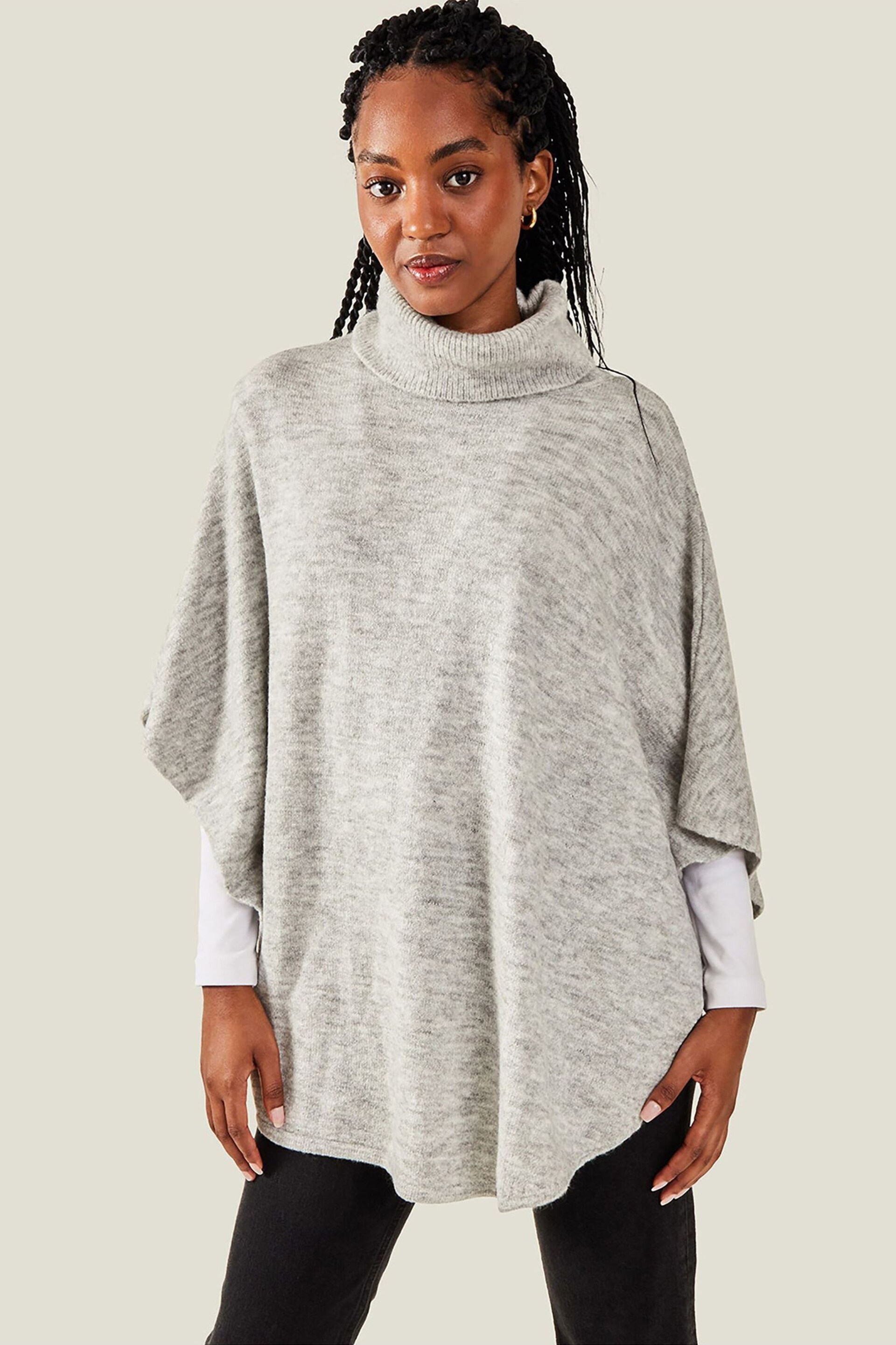 Accessorize Grey Cosy Knit Poncho - Image 1 of 4