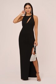 Aidan by Adrianna Papell Sleeveless Knit Crepe Black Gown - Image 1 of 7