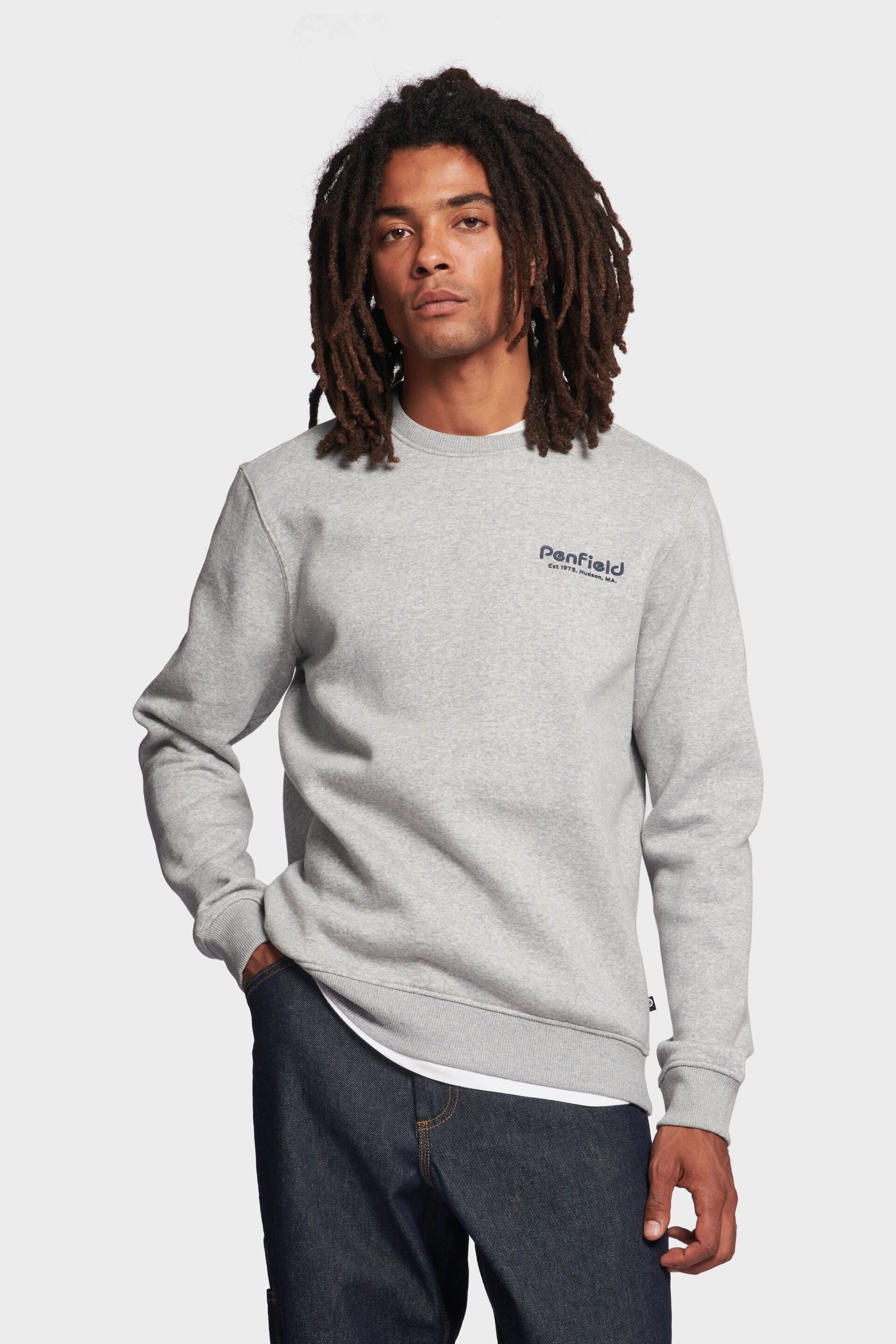 Penfield Grey Hudson Script Crew Neck Long-Sleeved Sweater - Image 1 of 7
