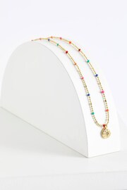 Estella Bartlett Gold CZ Pendant Rainbow Beaded Necklace - Image 1 of 3