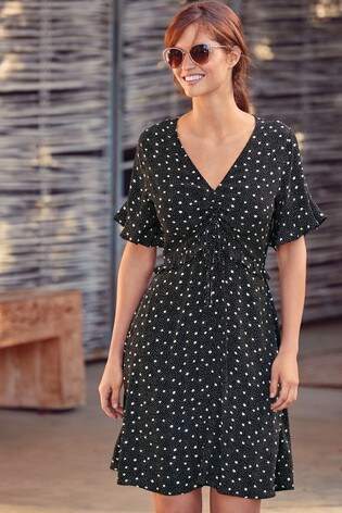 next black polka dot dress