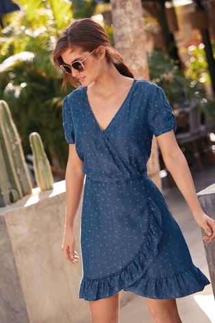 next blue wrap dress