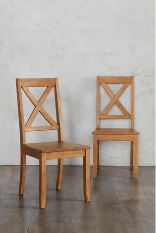 Mid Brown Set of 2 Crossback Wooden Chairs