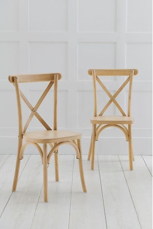 Natural Set Of 2 Bistro Dining Chairs