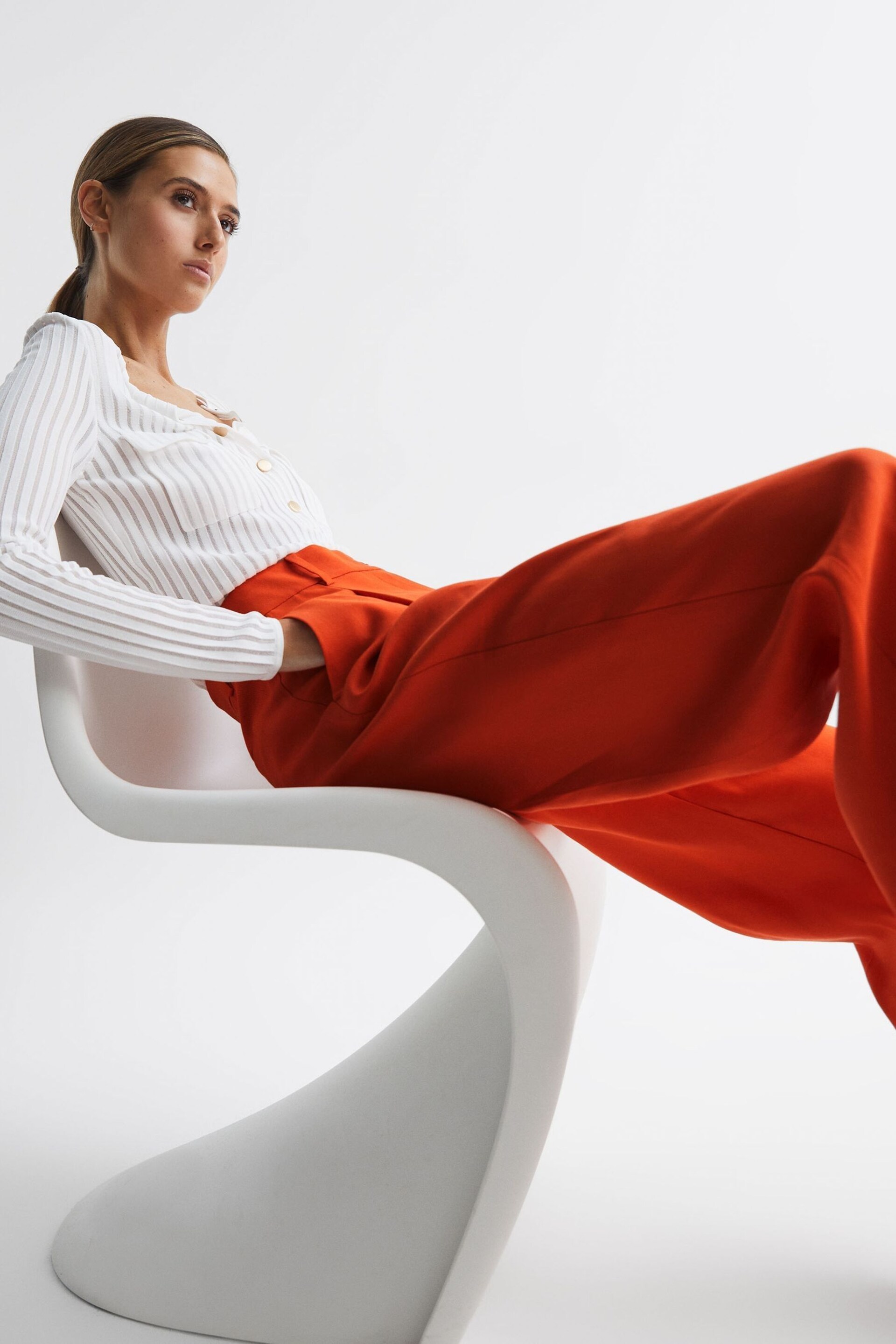 Reiss Orange Hollie Wide Leg Linen Trousers - Image 1 of 7