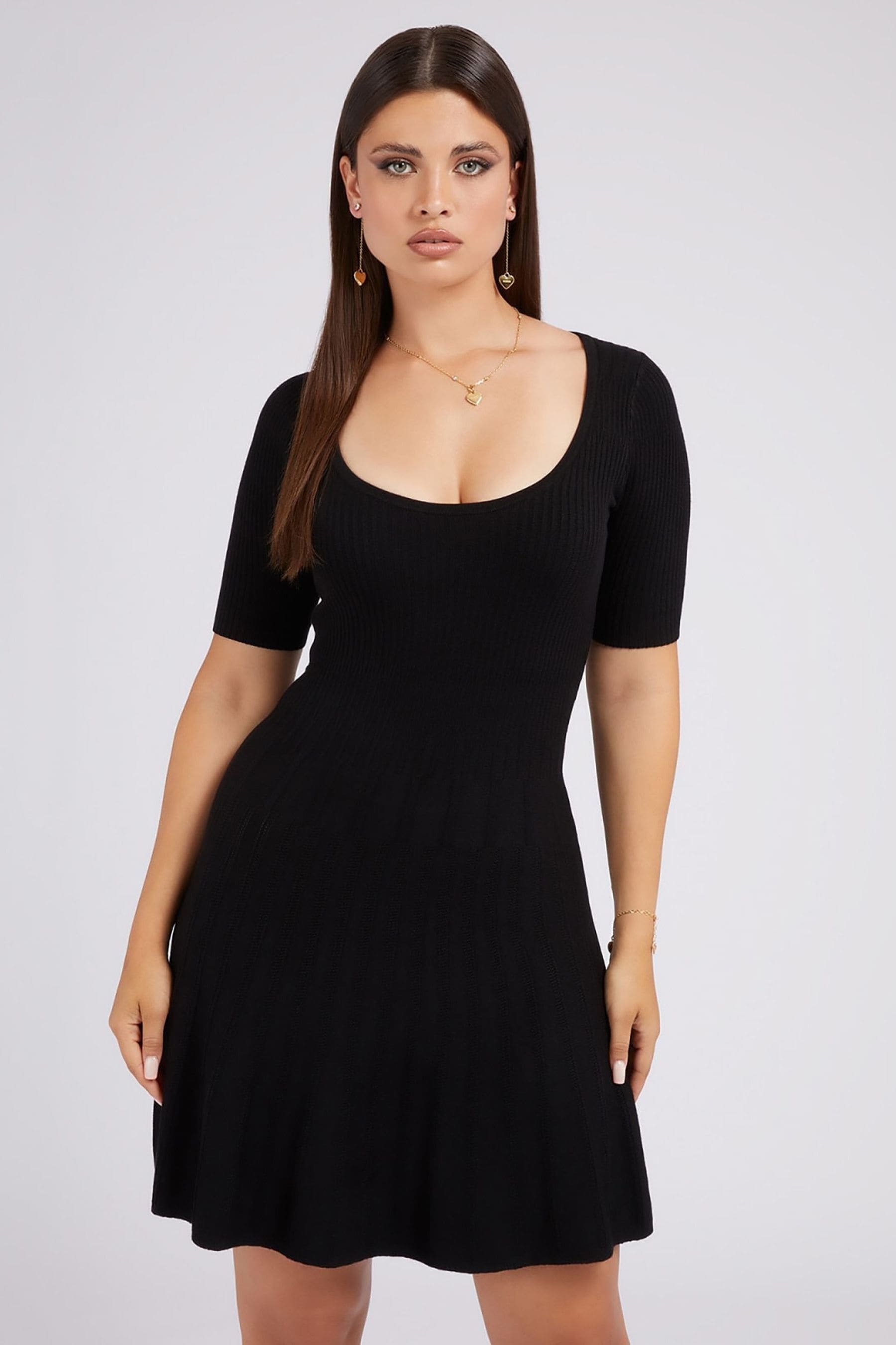 Buy Guess Amelia Short Sleeve Scoop Neck Black Dress from Next Luxembourg