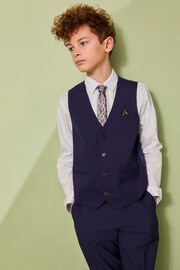 Navy Blue Waistcoat, Blue Shirt & Tie Set Waistcoat (12mths-16yrs) - Image 1 of 6