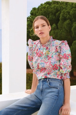 Buy Warehouse Floral Puff Sleeve Top From The Next Uk Online Shop