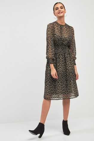 sheer printed midi dress