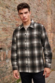 Brown/White Check Shacket With Wool - Image 1 of 11