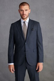 Navy Blue Slim Fit Signature Cerruti Wool Check Suit Jacket - Image 1 of 12