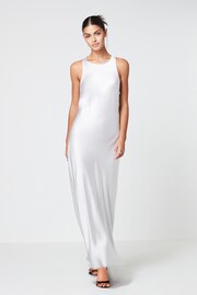 Silver Tailored Satin Racer Dress - Image 1 of 5