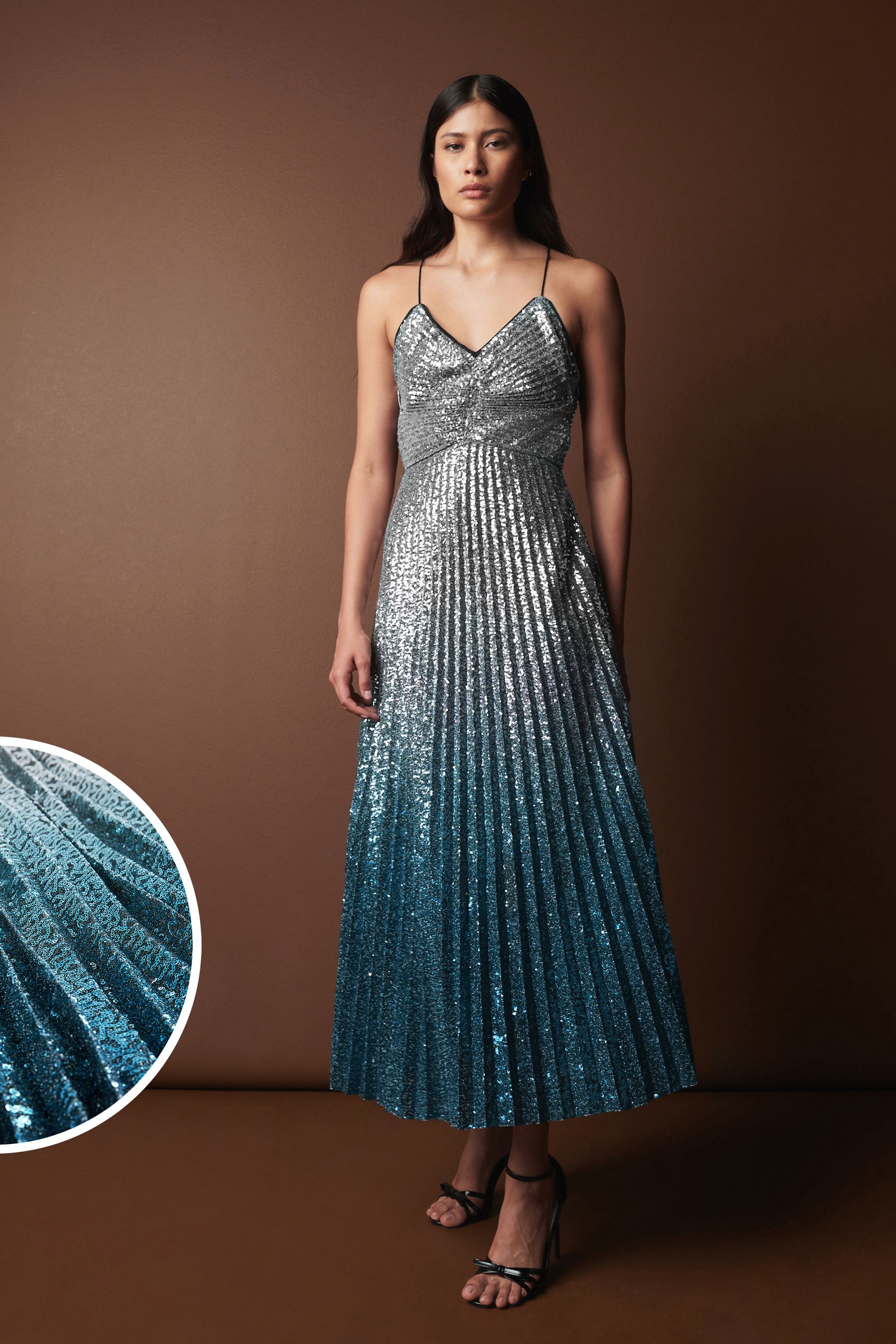Buy Silver Premium Sequin Ombre Midi Dress from Next Luxembourg