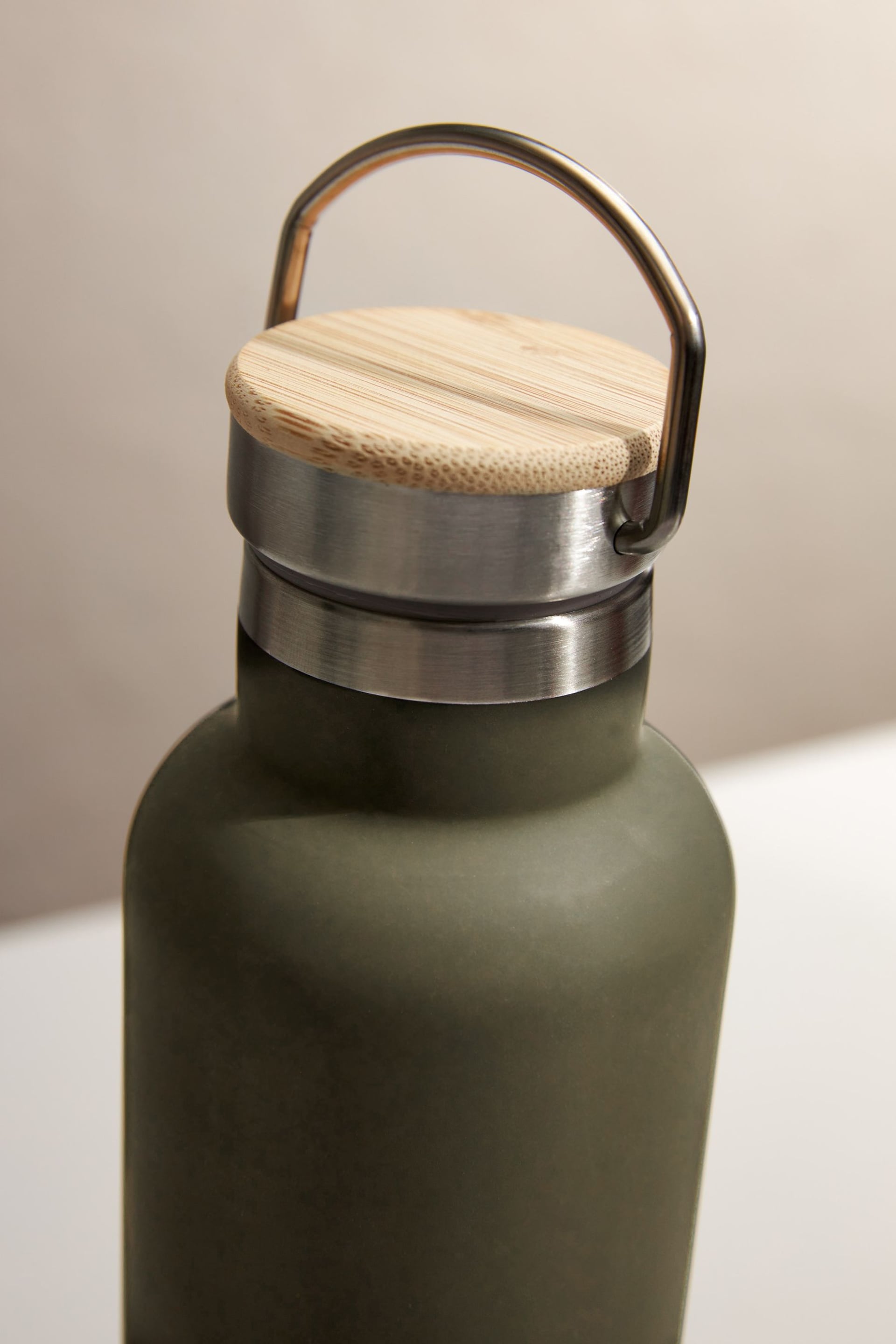 Green Drinks Bottle with Bamboo Screw Lid - Image 1 of 2