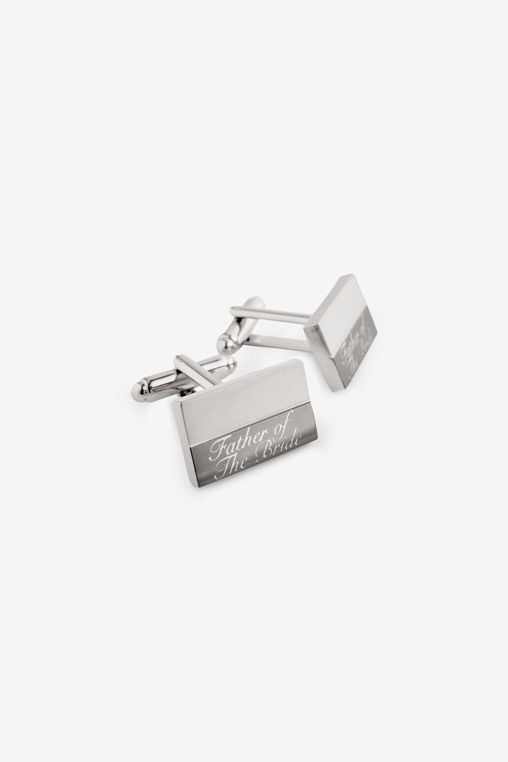 Silver Tone Father of the Bride Engraved Wedding Cufflinks - Image 1 of 7