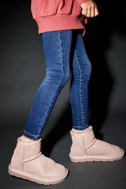 Pink Shimmer Short Warm Lined Water Repellent Suede Pull-On Boots - Image 1 of 8