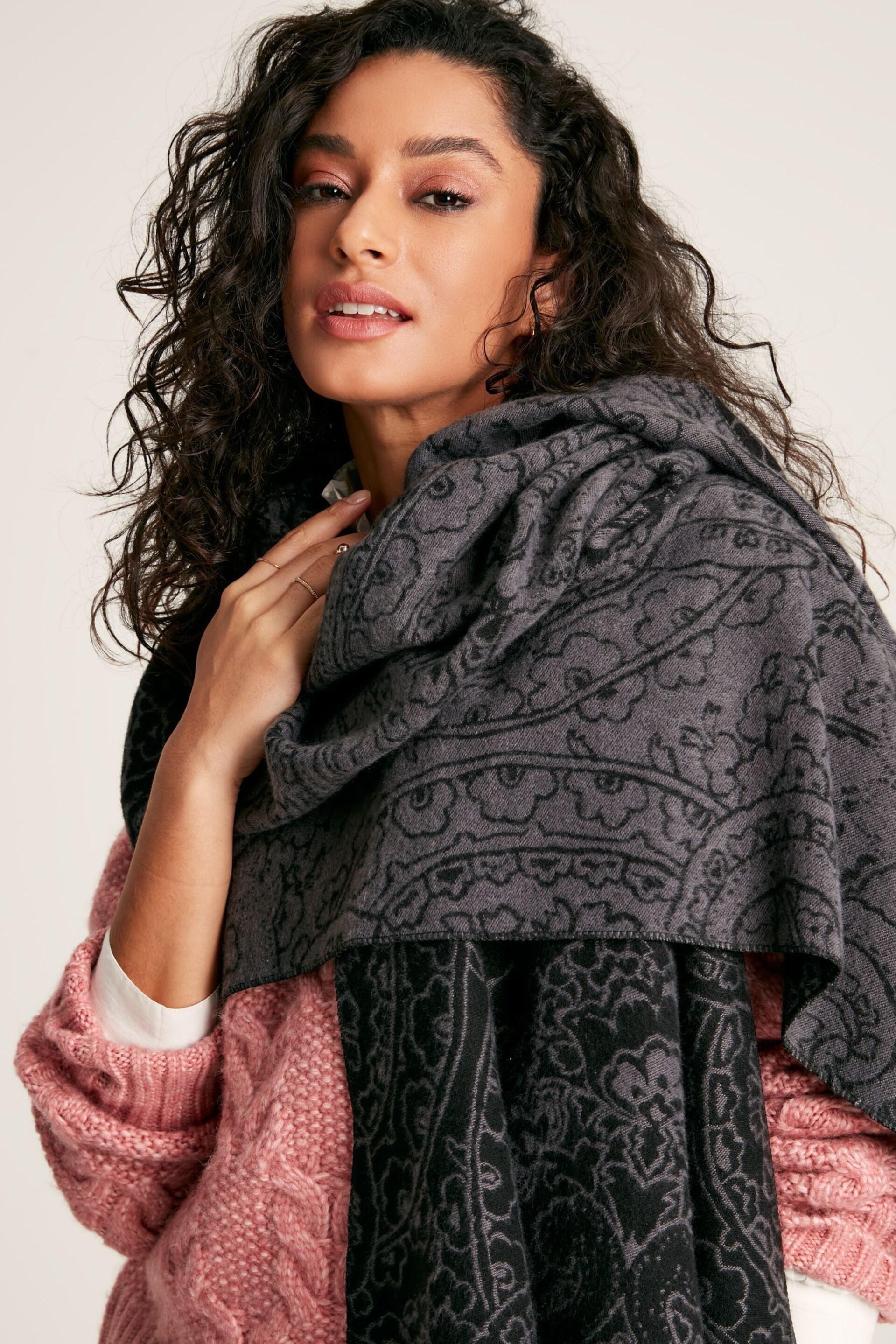 Joules Elissa Black Paisley Jaquard Scarf - Image 1 of 5