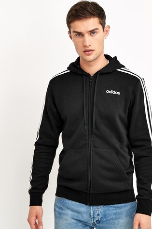 adidas black hoodie 3 stripe