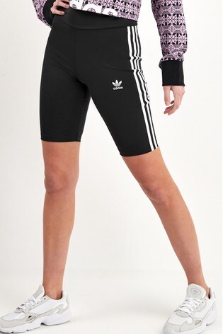 womens adidas 3 stripe poly shorts