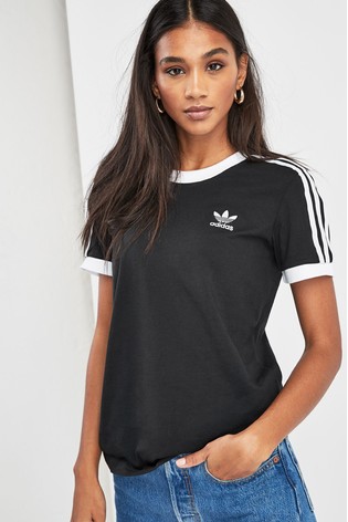 black adidas 3 stripe t shirt