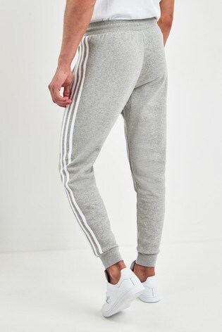 grey adidas 3 stripe joggers