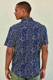 Navy Blue Geo Printed Short Sleeve Shirt - Image 3 of 7