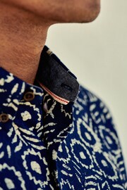 Navy Blue Geo Printed Short Sleeve Shirt - Image 4 of 7