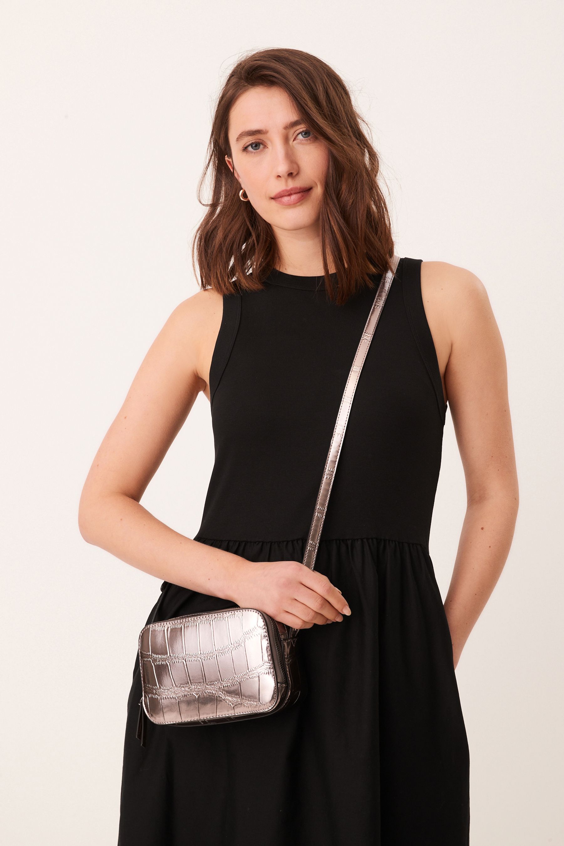 Buy Pewter Croc Effect Camera Bag from Next Austria