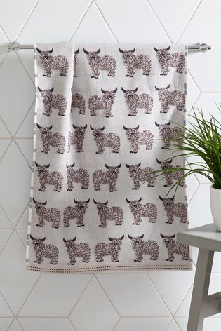 Hamish The Highland Cow Towel From, Highland Cow Shower Curtain Uk