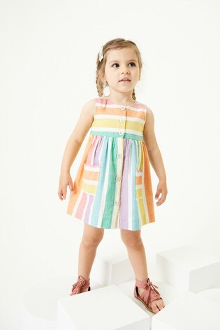 Rainbow Stripe Jumper Dress Stripe Dress Unicorn Rainbow Jumper Sabine Jumper Children's Dress Apron Dress with Pockets Dress