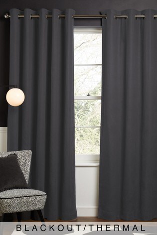 Dark Charcoal Cotton Eyelet Blackout Thermal Curtains From The Next Uk Dark Charcoal Cotton Eyelet, Charcoal Gray Curtains