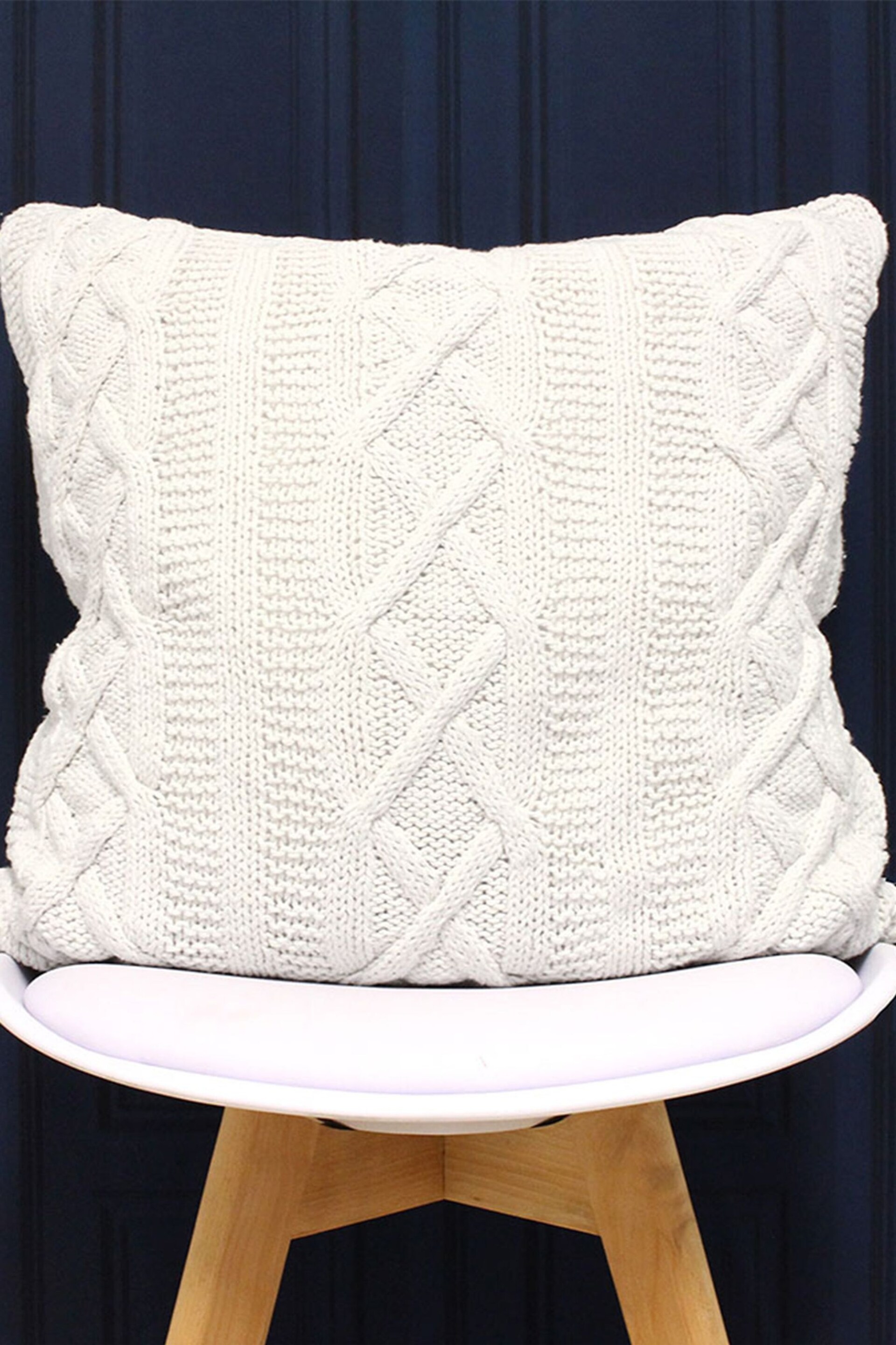 Riva Paoletti Cream Aran Cable Knit Polyester Filled Cushion - Image 1 of 3