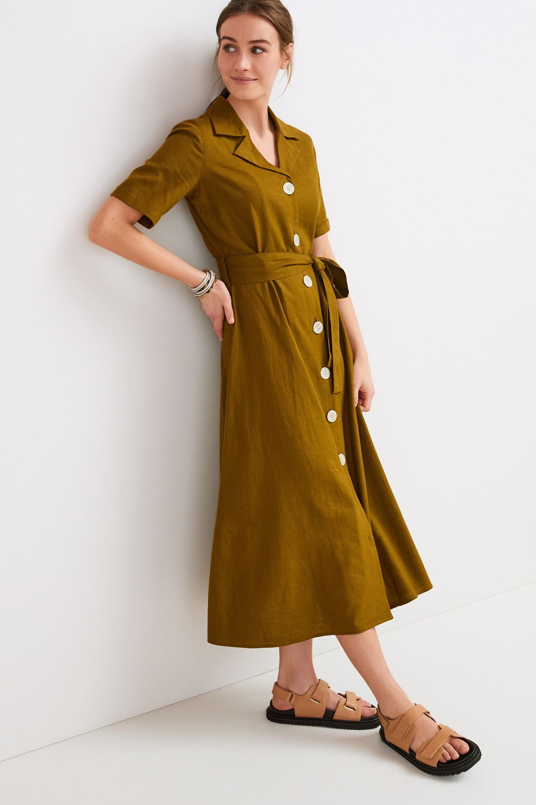 Linen Mix Shirt Dress Next