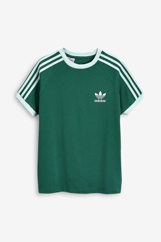 adidas originals 3 stripe t shirt green