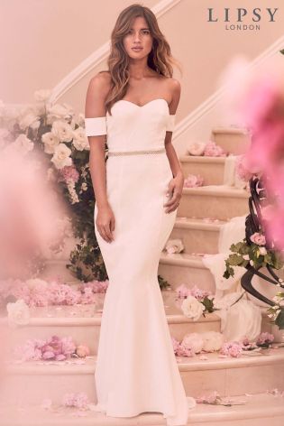 Buy Lipsy Bridal Petite Diamante Bardot Maxi Dress From Next Gibraltar