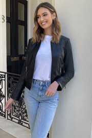 Lipsy Black Faux Leather Collarless Jacket - Image 1 of 3