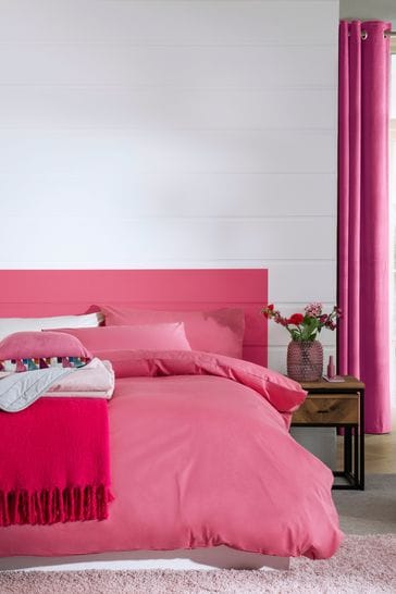 Bright Pink Cotton Rich Plain, Plain Light Pink Duvet Cover Set