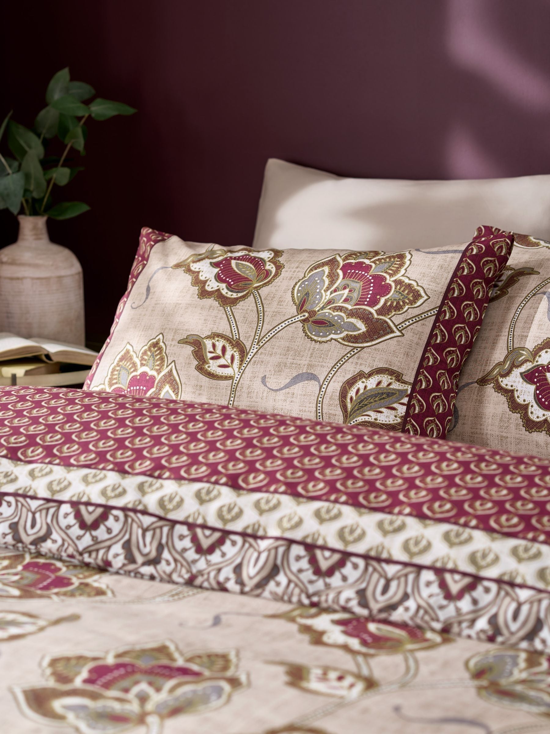 Catherine Lansfield Red Kashmir Easy Care Duvet Cover And Pillowcase Set - Image 1