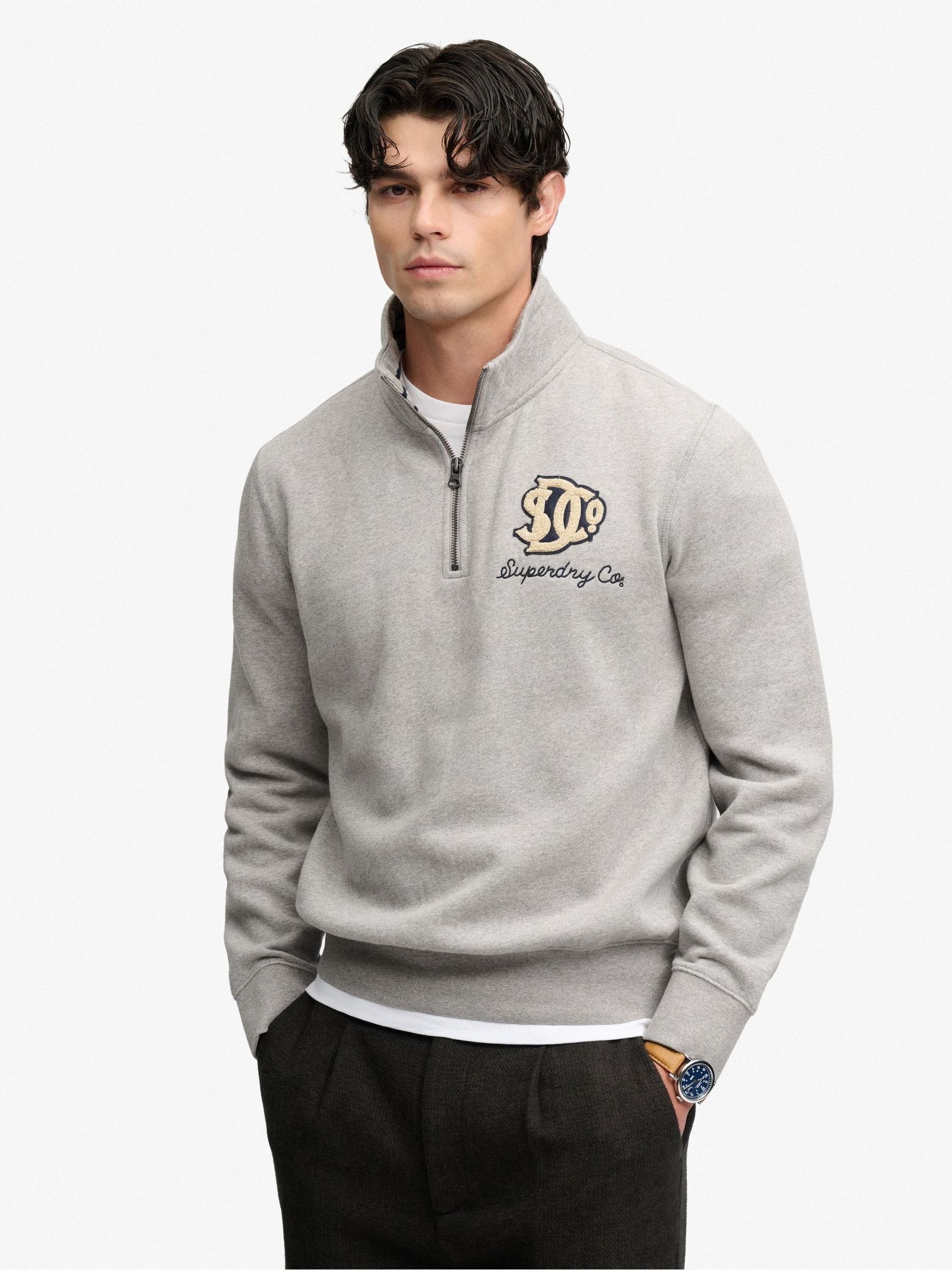 Superdry Grau Vintage Athletic Half Zip Sweat Top - Bild 1