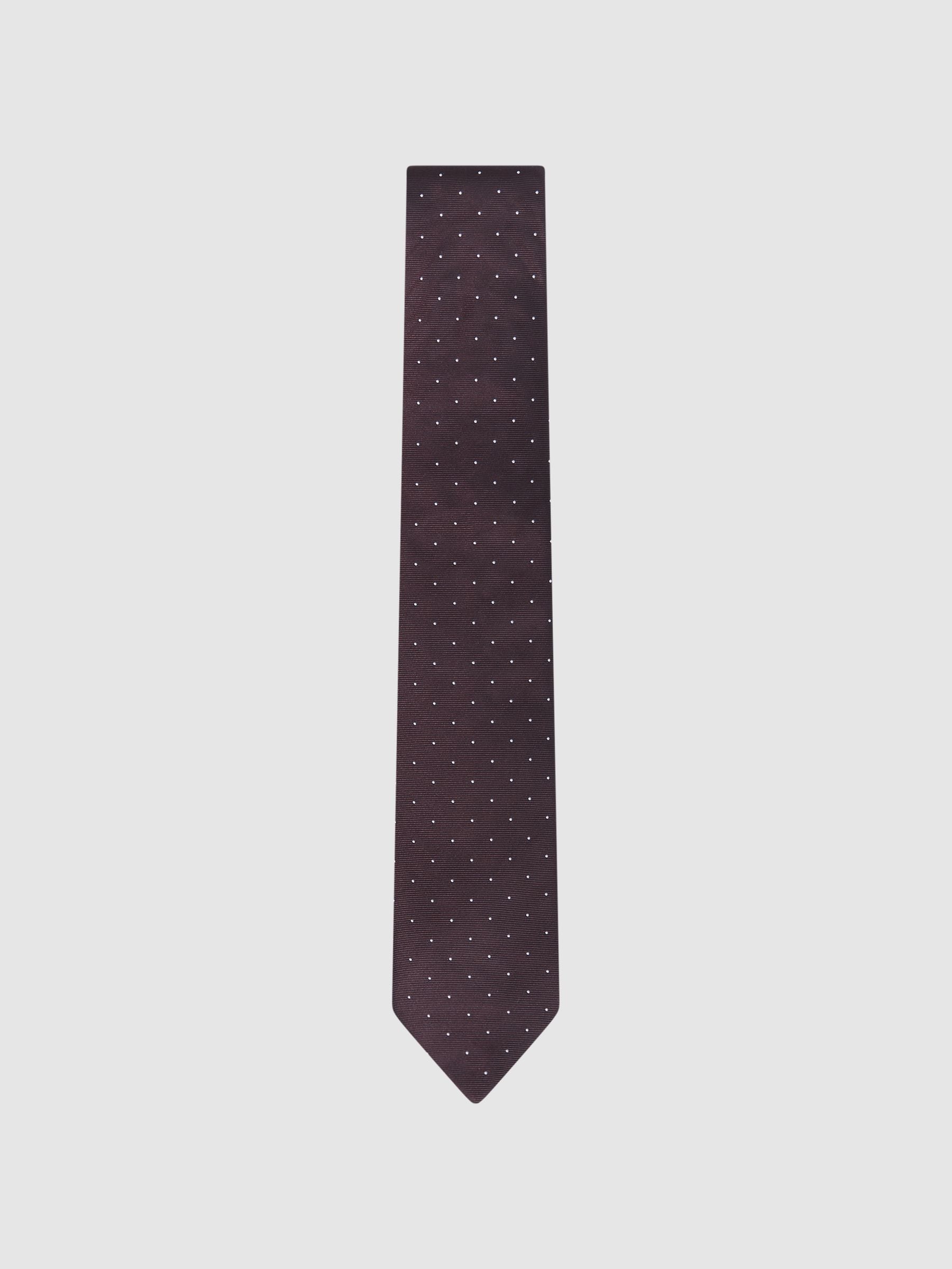 Reiss Burgundy Liam Polka Dot Silk Tie